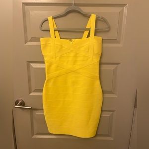 Yellow Mini Bandage Dress